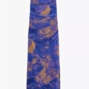 Zara Blue and Brown  Maxi Dress